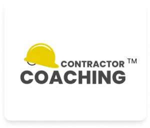 Contractor Coaching logo with yellow hard hat icon for construction business coaching services