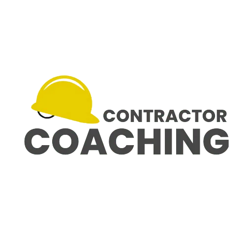 Contractor Coaching logo with yellow hard hat icon for construction business coaching services